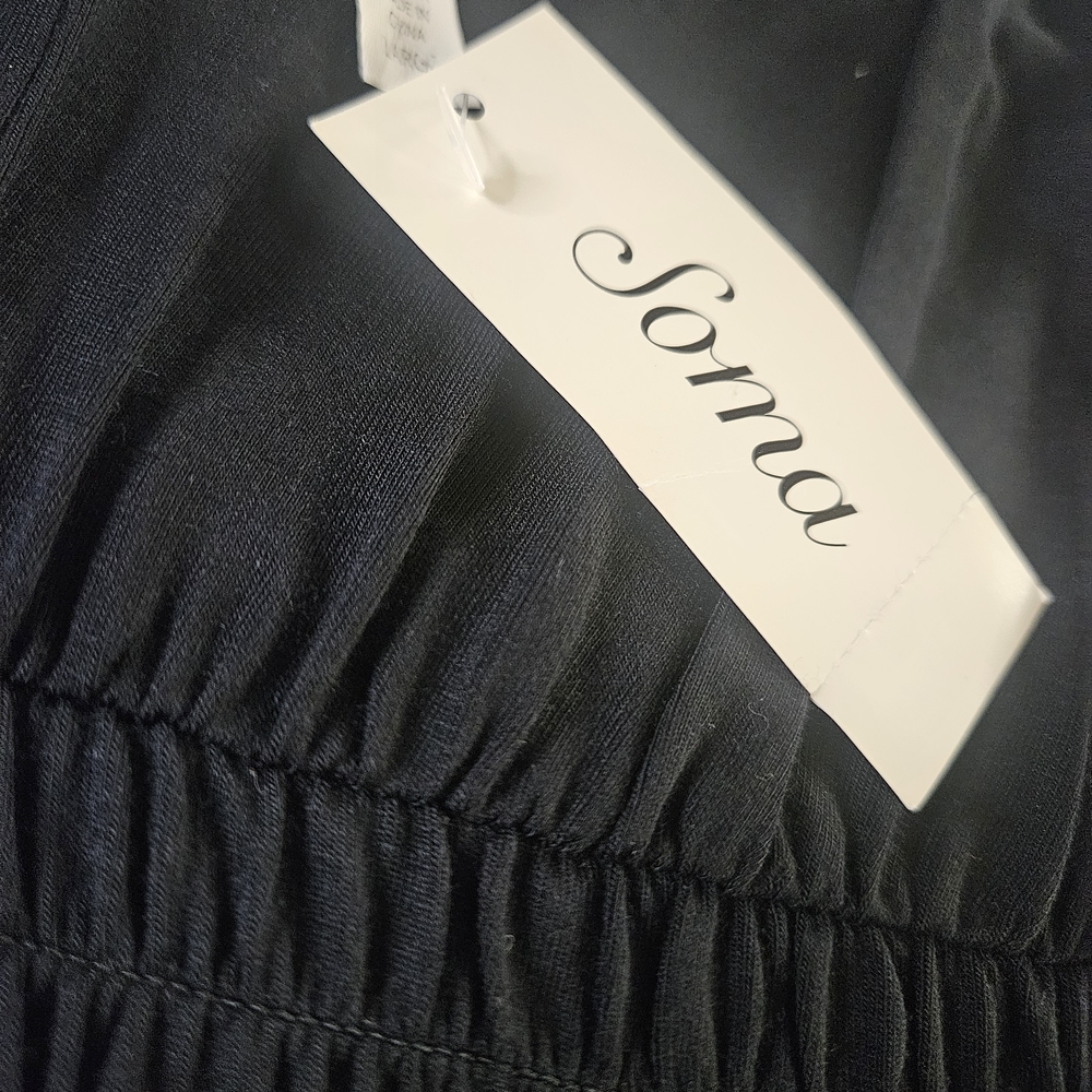 Soma Women's Black Midi Dress with Smocked Waist - Picture 5 of 7